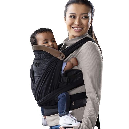 Boppy Baby Carrier—ComfyChic | Charcoal with Vegan Leather Accent and Waist Pocket