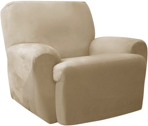 Zenna Home: Smart Fit Portland 4-Piece Stretch Recliner Slipcover Set in Taupe