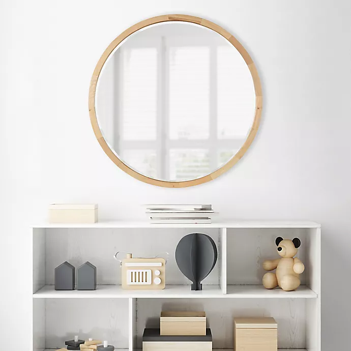 Kate and Laurel McLean 24-Inch Wood Round Wall Mirror in Natural