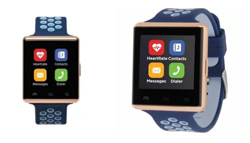 iTouch Air 2 Smartwatch 41mm Rose Gold Case with Navy and Light Blue Perforated