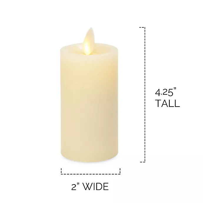 Luminara Real-Flame Effect Slim Pillar Candle in Ivory (Set of 3)
