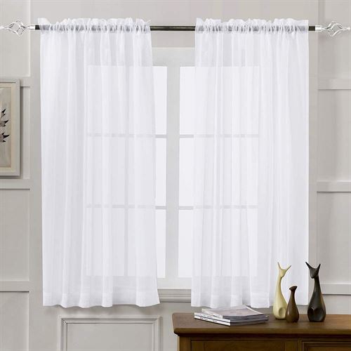 Voile 63-Inch Rod Pocket Window Curtain Panel in White