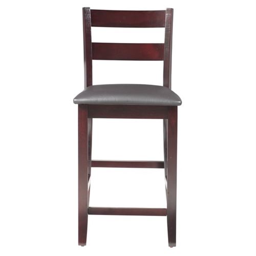 Linon Triena Full Back Wood Counter Stool, 24" Seat Height in Espresso