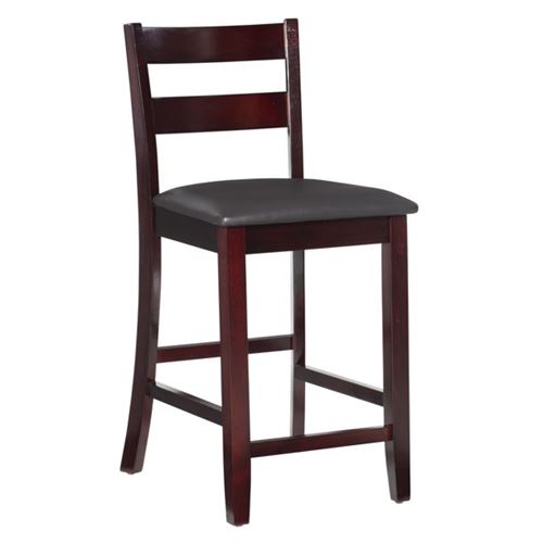 Linon Triena Full Back Wood Counter Stool, 24" Seat Height in Espresso
