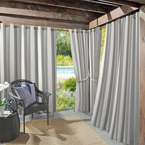 Sun Zero Valencia Cabana Stripe Indoor/Outdoor UV Protectant Room Darkening Grommet Curtain Panel