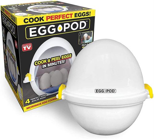 Eggpod by Emson Egg Cooker Wireless Microwave Hardboiled Egg Maker, Cooker, Egg Boiler & Steamer, 4 Perfectly-Cooked Hard boiled Eggs in Under 9 minutes As Seen On TV