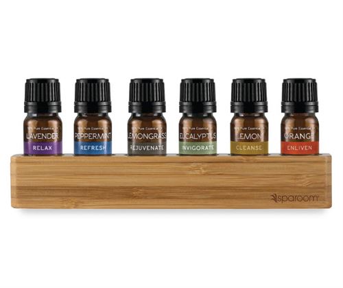 Everyday Essential Oils With Bamboo Holder, 6-Pack By Sparoom