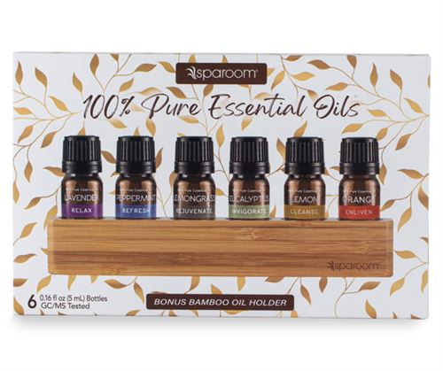 Everyday Essential Oils With Bamboo Holder, 6-Pack By Sparoom