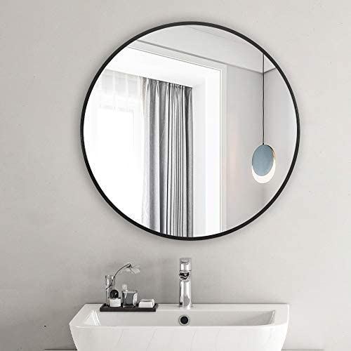 Neutype 24-Inch Round Wall Mirror in Black