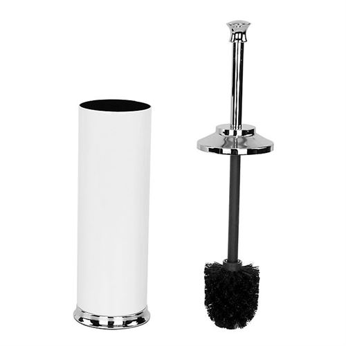 Alumiluxe 2-Piece Rust-Proof Toilet Bowl Brush and Holder Set in White/Polished Nickel