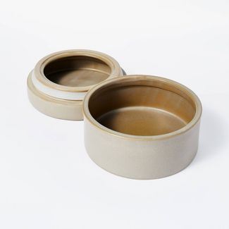 17.7x17.7 cm Round Carved Ceramic Box Gray - Threshold™ designed with Studio McGee