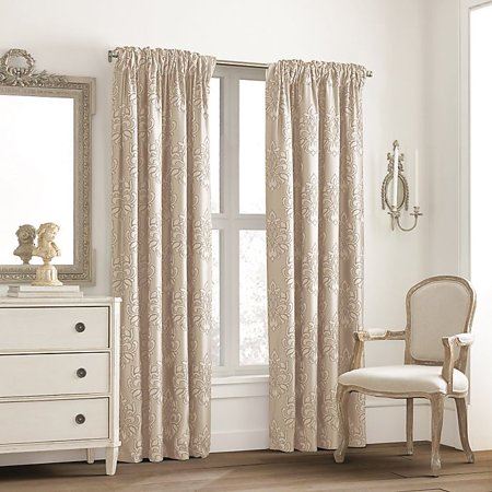 Valeron Glenview Rod Pocket with Pencil Pleat 84-Inch Window Curtain Panel in Mocha