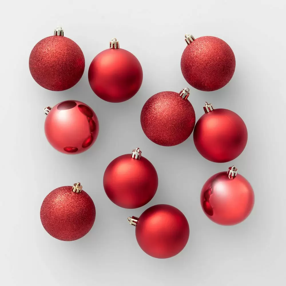 50ct Christmas 70mm Ornament Set Red - Wondershop