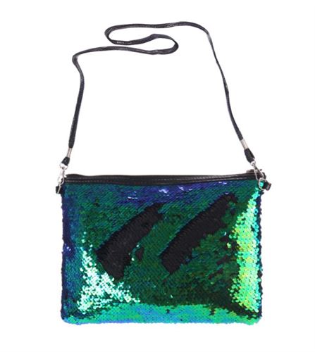 2-Way Flip My Sequin Wet/Dry, Green Blue Black Bag Water Resistant Swim Beach