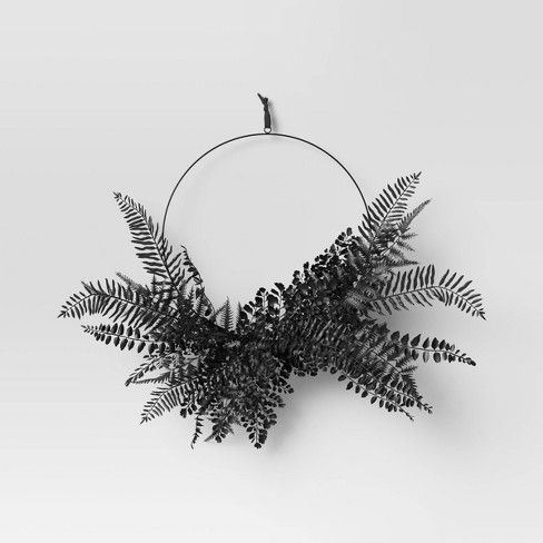18" Artificial Fern Wreath Black - Threshold™