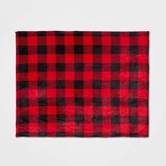 Buffalo Check Printed Plush Christmas Throw Blanket - Wondershop