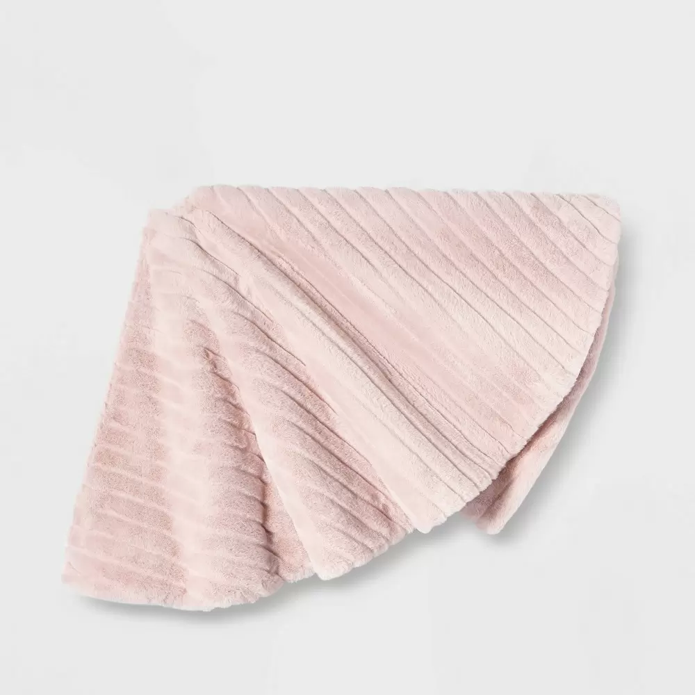 Cut Faux Fur Tree Skirt Blush - Wondershop