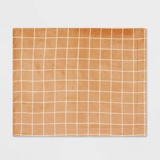 Windowpane Printed Plush Throw Blanket with Sherpa Reverse - Threshold™