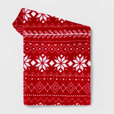 Fair Isle Printed Plush Christmas Throw Blanket - Wondershop™