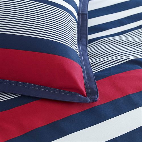 IZOD Varsity Stripe Comforter Set, Queen, Red/Navy