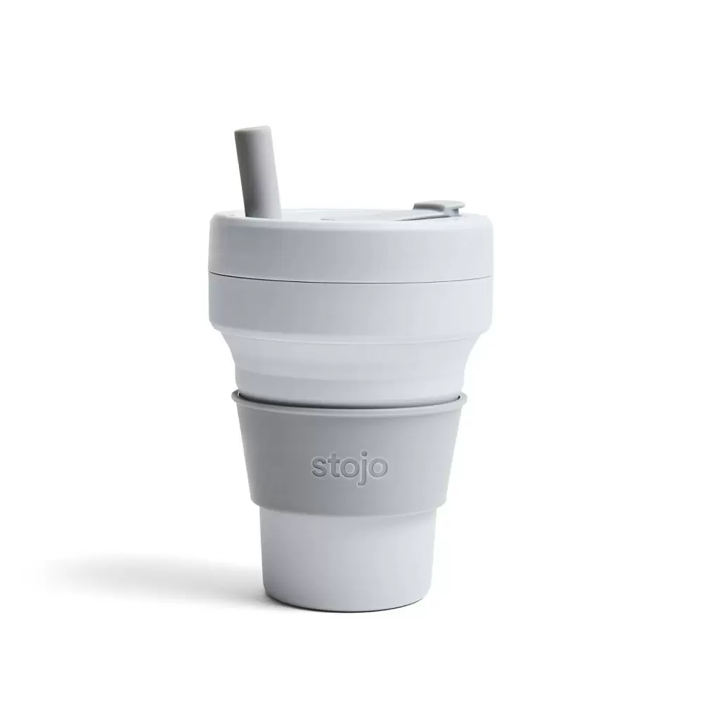 Stojo 373.2 g Silicone Collapsible Cup with Straw Cashmere