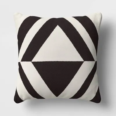 Chenille Diamond Patterned Square Throw Pillow? Black/Cream - Project 62