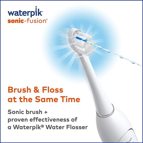 Waterpik Sonic-Fusion Professional Flossing, Electric Toothbrush & Water Flosser Combo in One SF-02, White