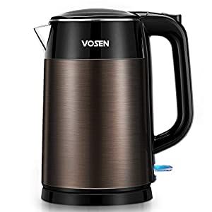 Electric Kettle, Vosen Electric Tea Kettle 1.7l Double Wall Stainless Steel 120V