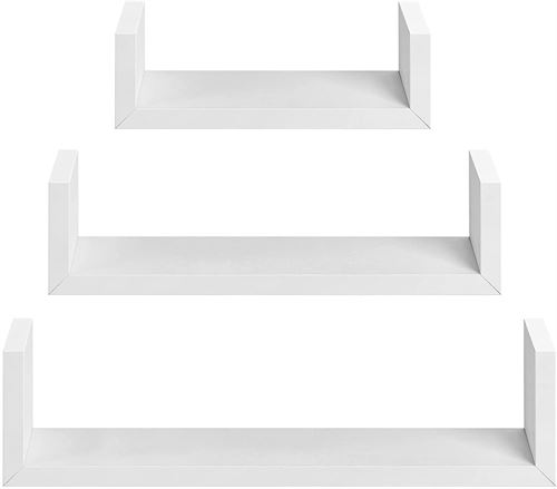 AMADA HOMEFURNISHING White Floating Shelves U-Shaped, Wall Shelf White 3 Sizes