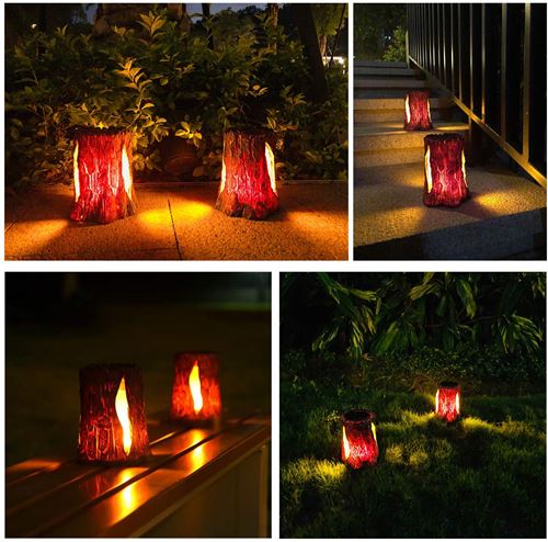 TONULAX Solar Lights OutdoorFlickering Flame Lantern Lights,Solar Powered (2 Pack)
