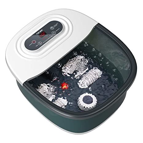 Niksa Foot Spa Bath Massager with Heat, Bubbles, Vibration and Red Light 120V