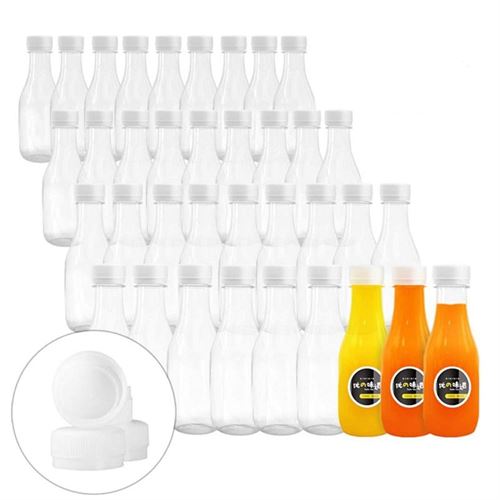 Holotap 10 Oz Empty PET Plastic Juice Bottles 35 Pack Clear Disposable Bulk Drink Bottles with White Tamper Evident Caps
