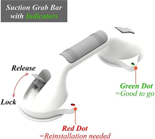 AmeriLuck 40 cm  2 Pack Suction Balance Assist Bathroom Shower Handle,Bath Grab Bar with Indicators