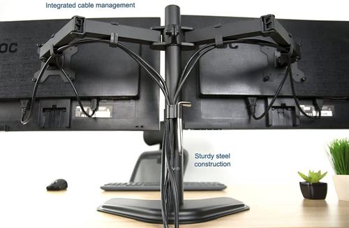 VIVO STAND-V002F Dual LED LCD Monitor Free-Standing Desk Stand for 2 Screens