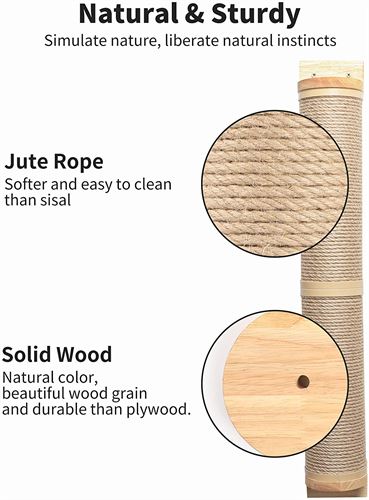 FUKUMARU Cat Scratching Post Wall Mounted, 36 Inch Tall Cat Scratch Post for Large Cats, Rubber Wood Cat Scratcher Posts for Kittens