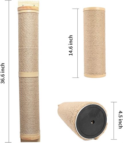 FUKUMARU Cat Scratching Post Wall Mounted, 36 Inch Tall Cat Scratch Post for Large Cats, Rubber Wood Cat Scratcher Posts for Kittens