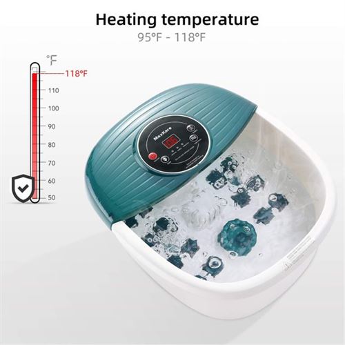 MaxKare Foot Spa Bath Massager with Heat, Bubbles, and Vibration - Green