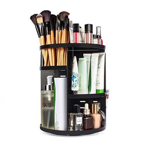 sanipoe 360 Rotating Makeup Organizer, DIY Adjustable Makeup Carousel Spinning Holder Storage Rack, Large Capacity