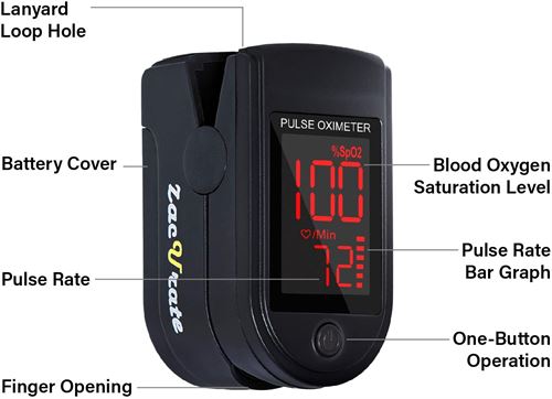 Zacurate Pro Series 500DL Fingertip Pulse Oximeter Blood Oxygen Saturation Monitor