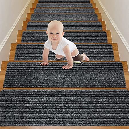 Wotoban Stair Treads Carpet Non Slip Indoor Set of 12 Carpet Stair Treads