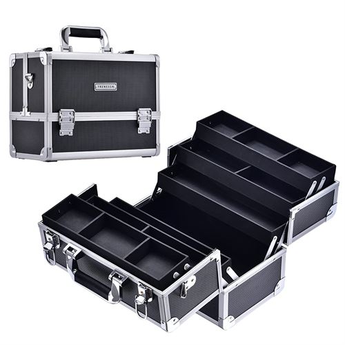 Frenessa Makeup Train Case Large Cosmetic Box 6 Tier Trays