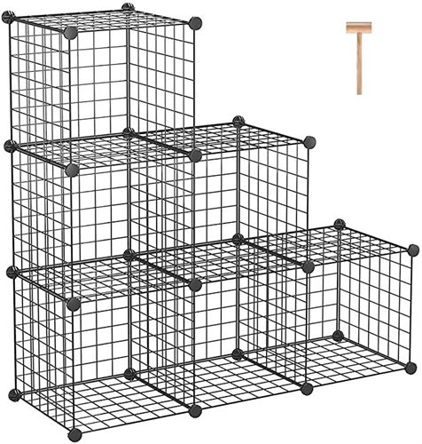 C&AHOME Wire Cube Storage, 6 - Cube Organizer Metal C Grids, Modular Shelves Units, Storage Bins Shelving