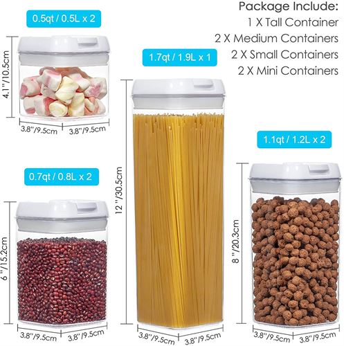 Airtight Food Storage Containers, Vtopmart 7 Pieces BPA Free Plastic Cereal Containers with Easy Lock Lids