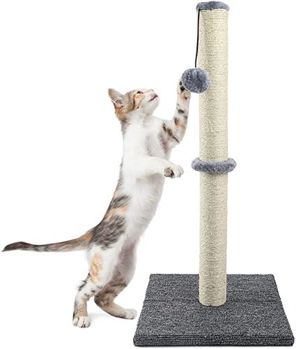 Ahomdoo Cat Scratching Post, 29 Inch Sisal Cat Scratch Post, Tall Cat Scatching with Ball, Durable Cat Scratching Post for Indoor Cat