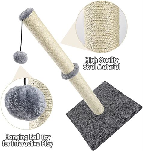 Ahomdoo Cat Scratching Post, 29 Inch Sisal Cat Scratch Post, Tall Cat Scatching with Ball, Durable Cat Scratching Post for Indoor Cat