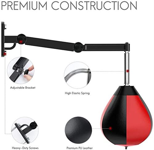 Speed Bag Boxing Punching Bag Wall Mount Height Adjustable Boxing Reflex Ball for Boxing Equipment for Adults and Kids New Year