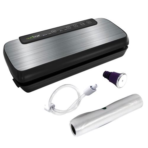 NutriChef Vacuum Sealer for Food, Kitchen - Stainless Steel - 120V
