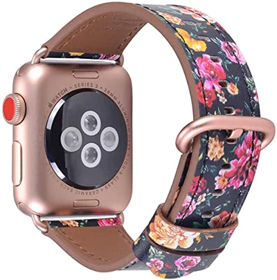 JSGJMY Leather Band Compatible with Apple Watch Women Men Strap for iWatch