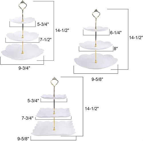 Tosnail 3 Pack 3 Tiers White Plastic Cupcake and Dessert Stand