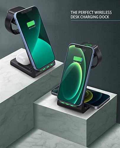 Wise Tiger Wireless Charging Station,3 in 1 Fast Charging Station,Wireless Charger Stand